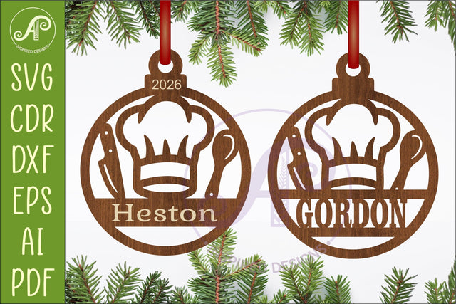 Chef Christmas Ornament SVG| Personalized Laser Cut SVG APInspireddesigns 