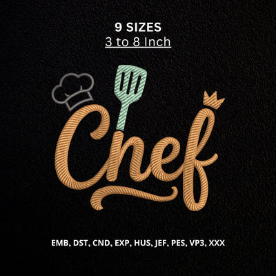 Chef Crown Hat Spatula Machine Embroidery Design – Cooking Kitchen Chef Embroidery File Embroidery/Applique DESIGNS PatternFeed8 