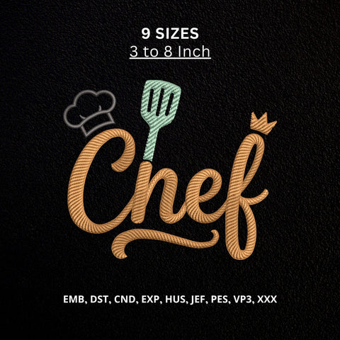 Chef Crown Hat Spatula Machine Embroidery Design – Cooking Kitchen Chef Embroidery File Embroidery/Applique DESIGNS PatternFeed8 