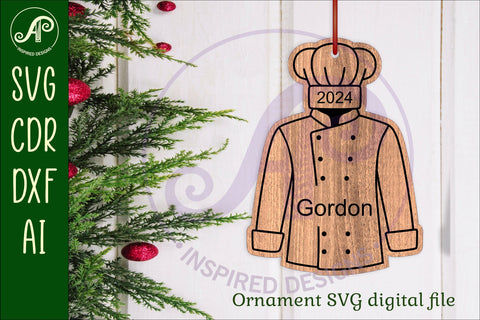 Chef or bakers Christmas Ornament SVG laser cut SVG APInspireddesigns 