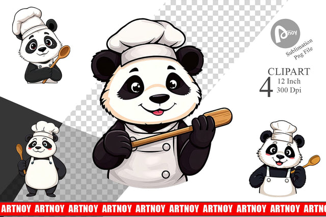 Chef Panda Clipart Sublimation artnoy 