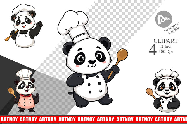 Chef Panda Clipart Sublimation artnoy 