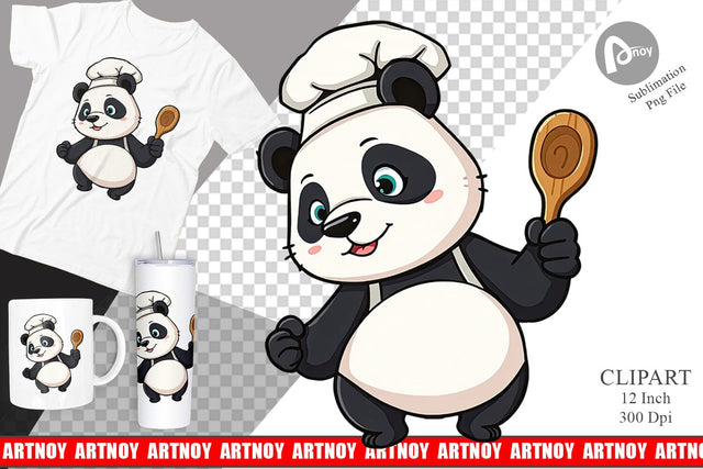 Chef Panda Clipart Sublimation artnoy 