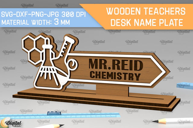Chemistry Teacher Desk Name Plate Laser Cut. Desk Sign SVG SVG Evgenyia Guschina 