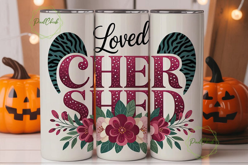 Cherished Loved Floral 20oz Tumbler Wrap Sublimation PixelChick 