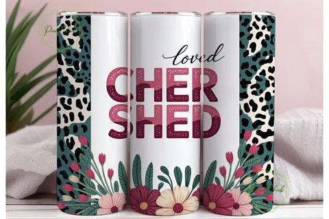 Cherished Loved Floral 20oz Tumbler Wrap Sublimation PixelChick 