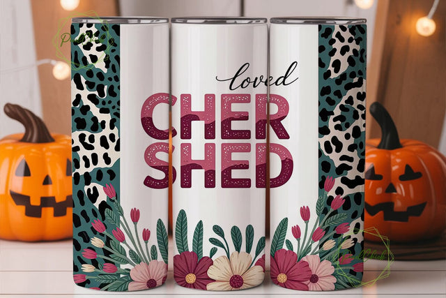 Cherished Loved Floral 20oz Tumbler Wrap Sublimation PixelChick 
