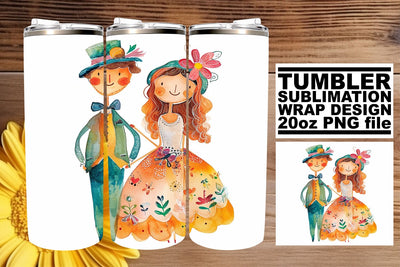 Cherished Watercolor Wedding Tumbler Wrap: Love Affair 20oz Sublimation afrosvg 