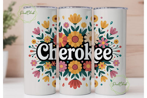 Cherokee Floral 20oz Tumbler Wrap Sublimation PixelChick 