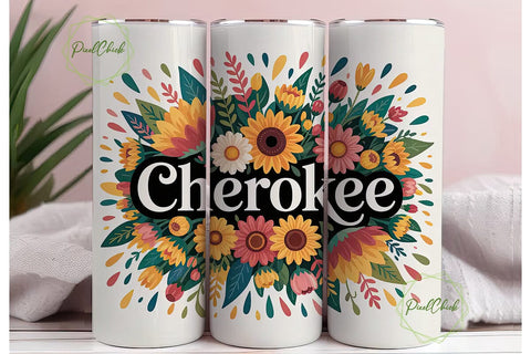 Cherokee Floral 20oz Tumbler Wrap Sublimation PixelChick 