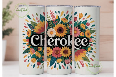 Cherokee Floral 20oz Tumbler Wrap Sublimation PixelChick 