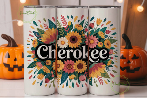 Cherokee Floral 20oz Tumbler Wrap Sublimation PixelChick 