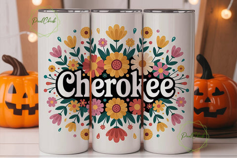 Cherokee Floral 20oz Tumbler Wrap Sublimation PixelChick 