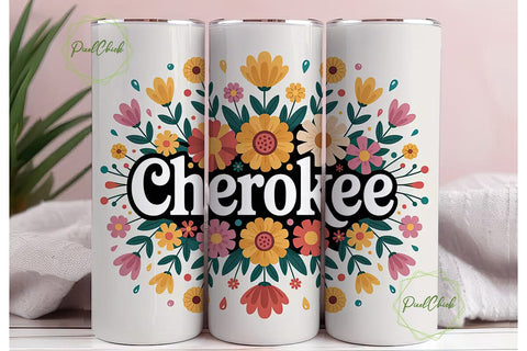 Cherokee Floral 20oz Tumbler Wrap Sublimation PixelChick 