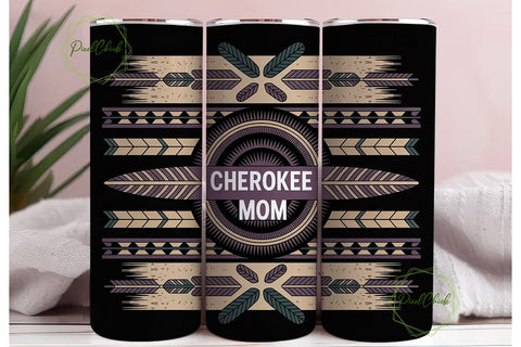 Cherokee Mom 20oz Tumbler Wrap Sublimation PixelChick 