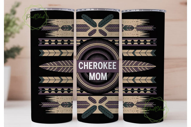 Cherokee Mom 20oz Tumbler Wrap Sublimation PixelChick 