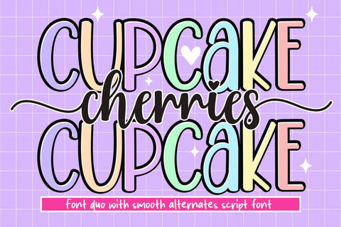 Cherries Cupcake Font Duo Font Studio Natural Ink 