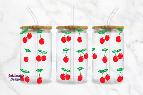 Cherries Glass Can Wrap 16oz SVG | PNG Sublimation SVG Sublimatiz Designs 