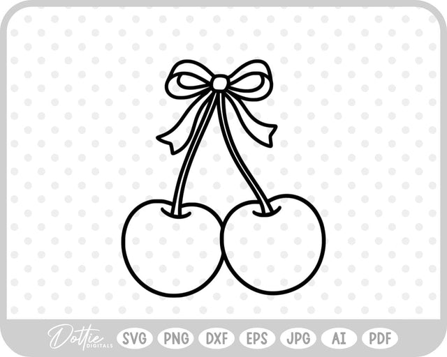 Cherries With Bow SVG DottieDigitals 