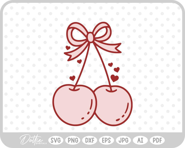 Cherries With Bow SVG DottieDigitals 