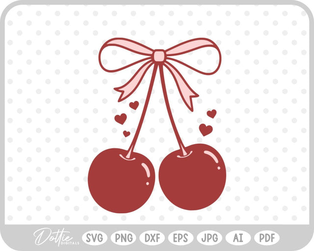 Cherries With Bow SVG DottieDigitals 