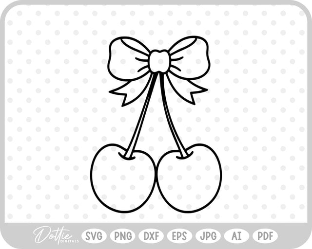Cherries With Bow SVG DottieDigitals 