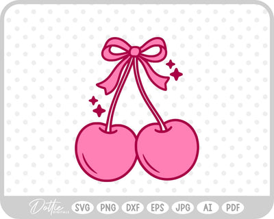 Cherries With Bow SVG DottieDigitals 