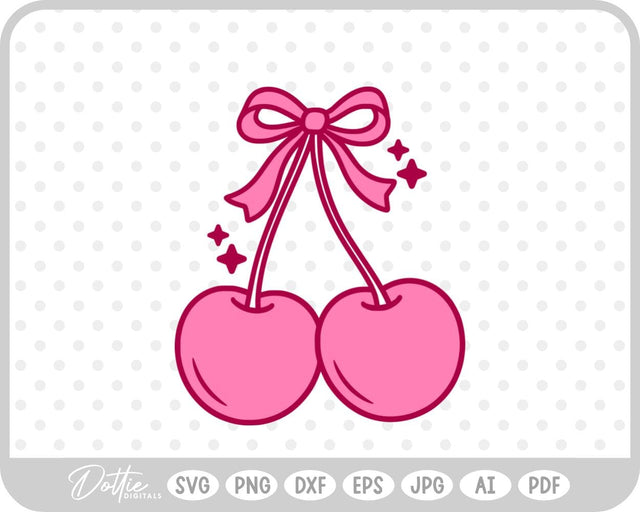 Cherries With Bow SVG DottieDigitals 