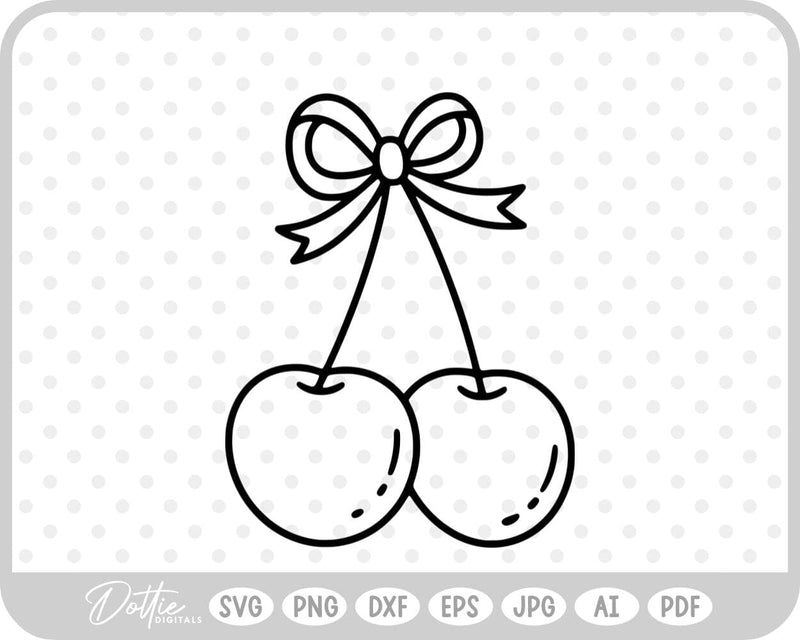 Cherries With Bow SVG DottieDigitals 