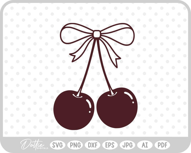 Cherries With Bow SVG DottieDigitals 