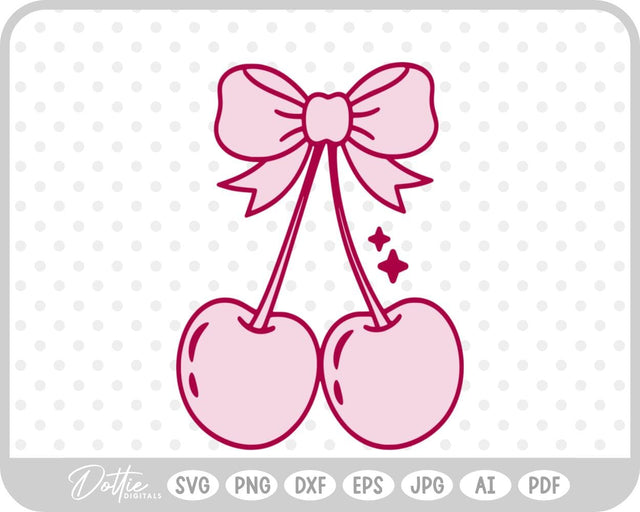 Cherries With Bow SVG DottieDigitals 