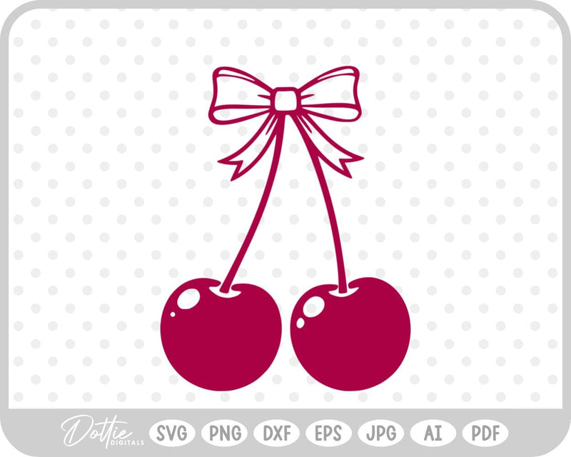 Cherries With Bow SVG DottieDigitals 