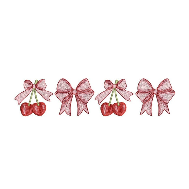 Cherry and Coquette Bow Embroidery Design, St. Valentine Day Embroidery Design, 3 sizes, Instant Download Embroidery/Applique DESIGNS Nino Nadaraia 