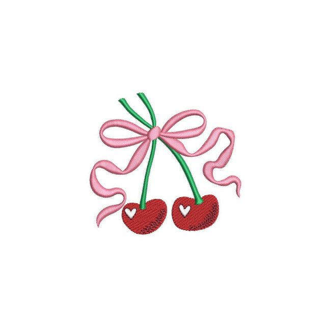 Cherry and Coquette Bow Embroidery Design, St. Valentine Day Embroidery Design, 3 sizes, Instant Download Embroidery/Applique DESIGNS Nino Nadaraia 