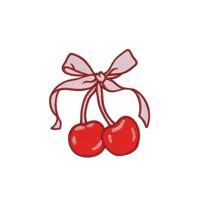 Cherry and Coquette Bow Embroidery Design, St. Valentine Day Embroidery Design, 3 sizes, Instant Download Embroidery/Applique DESIGNS Nino Nadaraia 