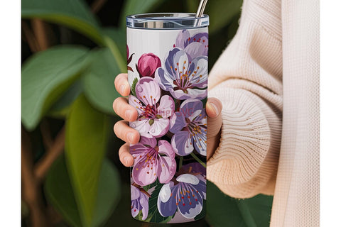 Cherry Blossom 20oz Tumbler Wrap Sublimation DesignSVG 