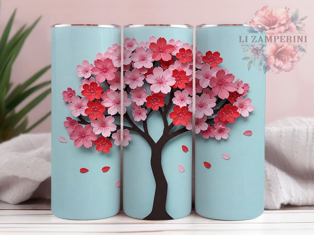 Cherry Blossom 3D 20oz Spring Tumbler, Sakura Tree Tumbler, 20oz Tumbler Design, Sublimation Tumbler Wrap, Spring Flower Tumbler, Elegant Nature Tumbler Sublimation Li Zamperini 