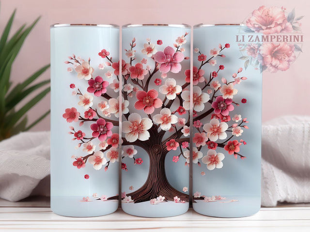 Cherry Blossom 3D 20oz Spring Tumbler, Sakura Tree Tumbler, 20oz Tumbler Design, Sublimation Tumbler Wrap, Spring Flower Tumbler, Elegant Nature Tumbler Sublimation Li Zamperini 