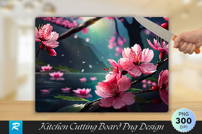 Cherry Blossom Background Cutting Board Sublimation Regulrcrative 