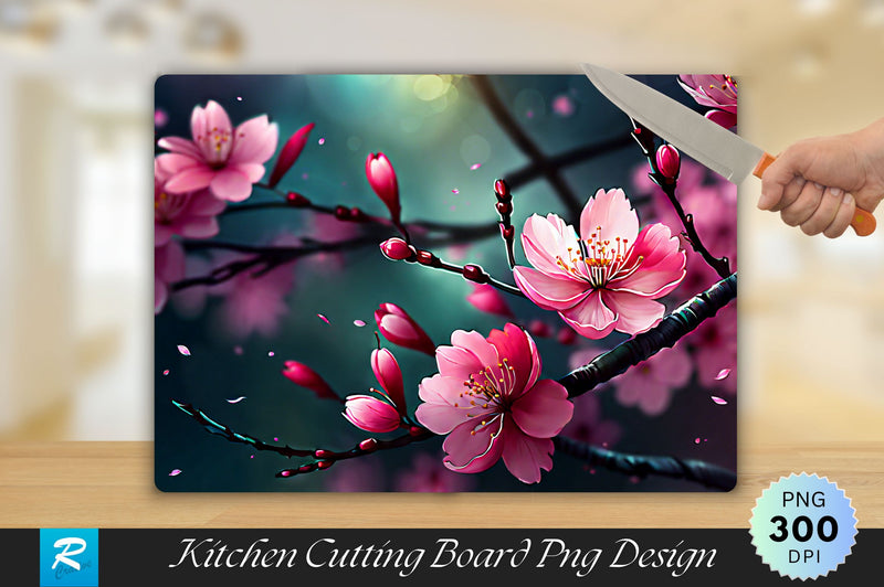 Cherry Blossom Background Cutting Board Sublimation Regulrcrative 