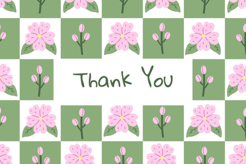 Cherry Blossom Checkered Seamless Pattern Digital Pattern Rin Green 