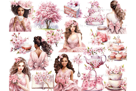Cherry Blossom Clipart | Sakura Clipart Bundle SVG GlamArtZhanna 