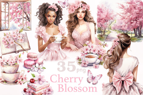 Cherry Blossom Clipart | Sakura Clipart Bundle SVG GlamArtZhanna 