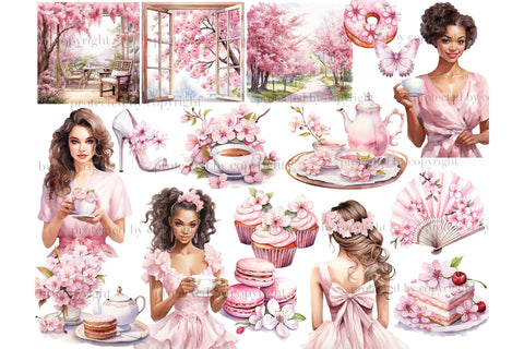 Cherry Blossom Clipart | Sakura Clipart Bundle SVG GlamArtZhanna 