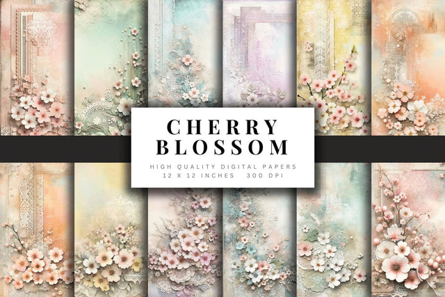 Cherry Blossom Digital Paper Pack Sublimation BijouBay 
