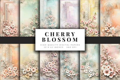 Cherry Blossom Digital Paper Pack Sublimation BijouBay 