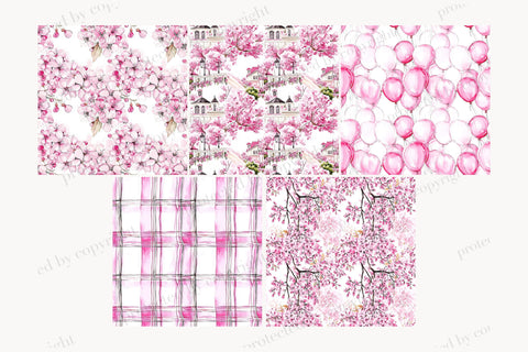 Cherry Blossom Digital Paper Spring Garden Seamless Patterns Digital Pattern GlamArtZhanna 