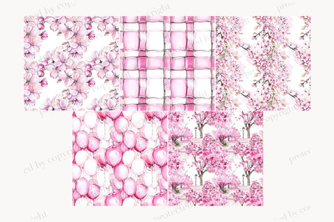 Cherry Blossom Digital Paper Spring Garden Seamless Patterns Digital Pattern GlamArtZhanna 