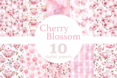 Cherry Blossom Digital Paper | Spring Patterns Bundle Digital Pattern GlamArtZhanna 