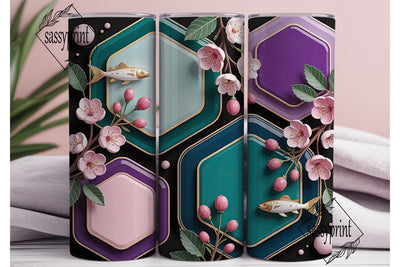 Cherry Blossom Geo 20oz Tumbler Wrap Sublimation sassyprint 